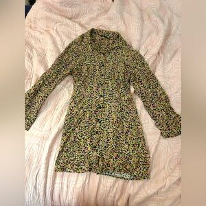 Zara Multicolor Ditsy Floral Long Sleeve Dress